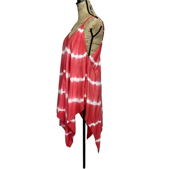 BOUTIQUE Tie Dye Hot Pink Boho Asymmetrical Tunic - Picture 3 of 8